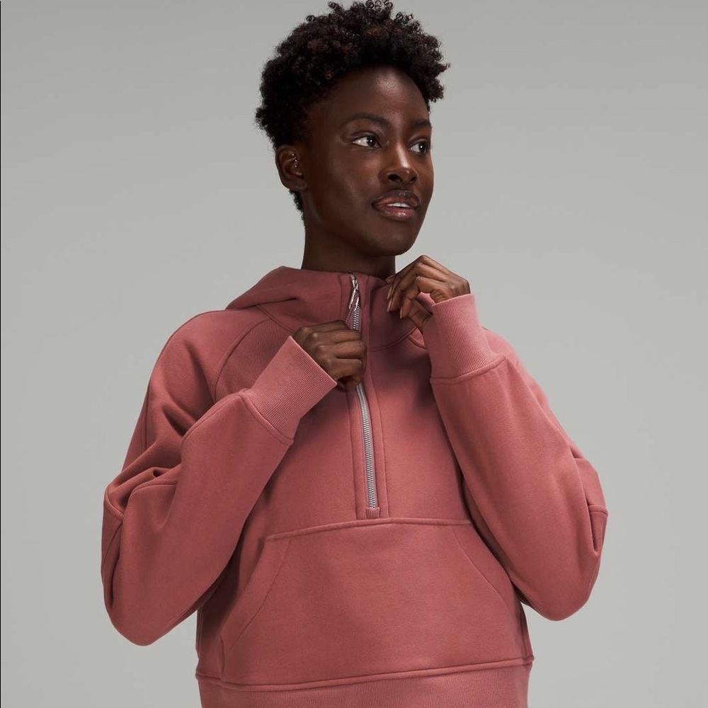 Lululemon cropped Spiced chai half zip scuba hoodie M/L